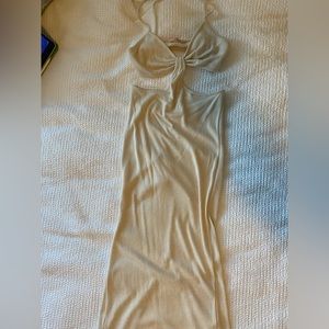 Midi cream cut out dress